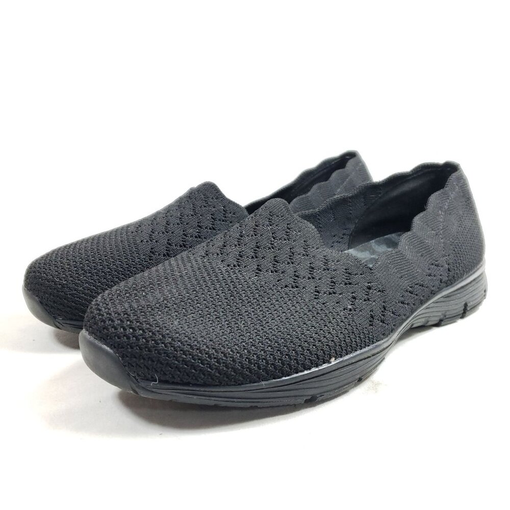 Skechers Womens Size 8.5 Black Slip On Air Cooled Memory Foam Walking Shoes